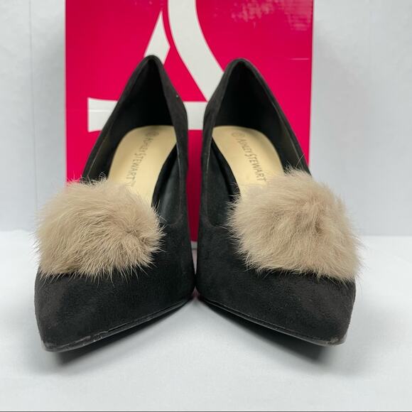 Ashley Stewart | 10W NIB Black Heel Pump Fur Pom Pom - Picture 5 of 9